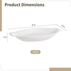 4 Piece Oval Au Gratin Baking Dishes Set, 8 X 4 In Ceramic Banana Split Boats, Oven & Microwave Compatible Mini Casseroles With Handles