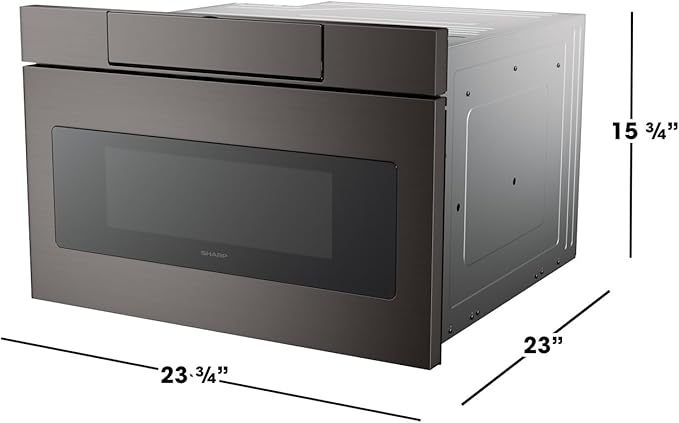 SHARP SMD2470AH Microwave Drawer Oven, 24-inch, 1.2 Cubic Feet, 950 Watt, Concealed Control Panel with Digital LCD Display, Black Stainless Steel