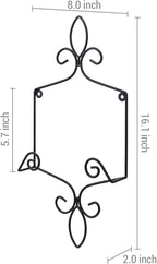 MyGift 9–13 Inch Wall Plate Hanger, Decorative Metal Scrollwork Plate Holder for Display, Wall Mounted Vertical Black Wire Plate Rack