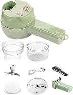 4 in 1 Handheld Electric Vegetable Cutter Set, Multifunctional Mini Electric Grinder Garlic Mud Masher Chopper, Portable Food Processor with Brush, for Garlic Chili Onion Ginger Celery Meat