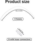 4pcs Milk Tubes Hoses with 8pcs Connectors, 14.96in/38cm Silicone Milk Tube Hoses Replacement Pipe BPA-Free Replacement Part Accessories for Jura HP3 Coffee Machines E6/E8/Z10