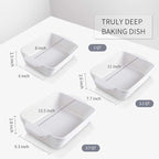 KOOV Bakeware Set, Ceramic Baking Dish Set, Rectangular Casserole Dish Set, lasagna Pan, Baking Pans Set for Cooking, Cake Dinner, Kitchen, 9 x 13 Inches, 3-Piece (Set of 3, White)