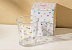 Set of 2 12 OZ Cute Drinking Glasses Star Moon Glass Coffee Cup Colorful Glass Cups for Iced Tea,Juice,Coffee,Milk,Dessert,Stackable Glassware Drinkware Set (colorful)