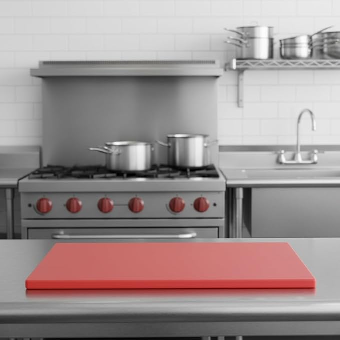 TrueCraftware- 24" X 18" X 1/2” Cutting Board for Kitchen Red Color Plastic- Commercial Plastic Chopping Board Anti Slip Surface Chopping Food Cutting Mat for Meat Vegetables Dishwasher Safe