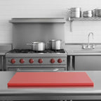 TrueCraftware- 24" X 18" X 1/2” Cutting Board for Kitchen Red Color Plastic- Commercial Plastic Chopping Board Anti Slip Surface Chopping Food Cutting Mat for Meat Vegetables Dishwasher Safe
