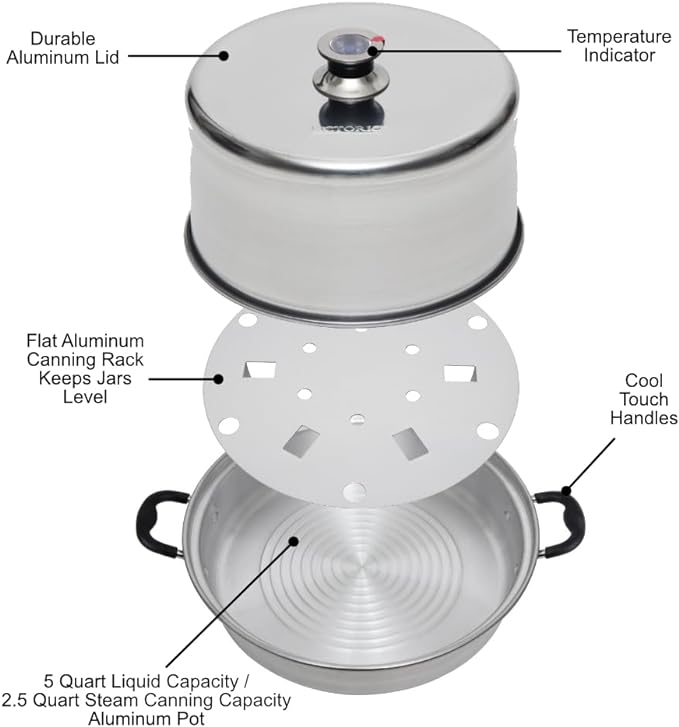 Kitchen Crop Steam Canner with Temperature Indicator (Aluminum Steam Canner)