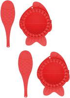 Uonlytech 2 Sets Red Plastic Dumplings Maker Molds with Spoons Dumpling Press Kitchen Gadget for Homemade Cooking Tool