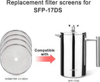 Secura French Press Replacement Screens, Stainless Steel Reusable Mesh Filter for 17 Ounce/12 Ounce, 0.5 Liter/0.35 Liter Coffee Press, 4 Pack