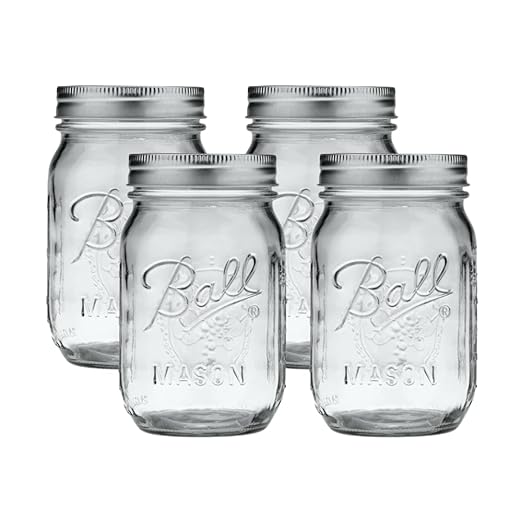 Ball Regular Mouth Glass Mason Jars with Lids and Bands, Used for Canning (Pint, 16 Ounce (Pack of 4))