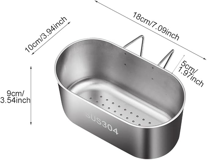 Sink Drain Strainer Basket Stainless Steel,Hanging Sink Strainer Colander Drain Basket Multifunctional Kitchen Sinks Food Waste Filter and Vegetables Fruits Clean (COLOR:silver)