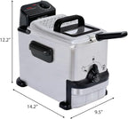 T-fal Compact EZ Clean Stainless Steel Deep Fryer with Basket for Home Use, 1.8 Liter Oil and 1.7 Pound Food Capacity, 1200 Watts, Easy Clean Temp Control, Oil Filtration, 1.8 L