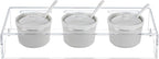MyGift 10 Pcs Condiment Pot Serving Dishes Set, Clear Acrylic Server Tray and 3 Ceramic Ramekin Bowls with Lids and Spoons for Sauces, Dips, Hosting Essentials for Party