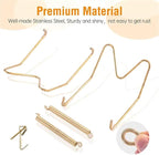Bilillo 6 Pieces Invisible Heavy Duty Plate Holder, Stainless Steel Plate Hangers for The Wall, Plate Hangers for Display with Wall Hooks, Suitable for 6-8 inch Decorative Plattes and Arts (Gold)