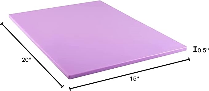 TrueCraftware- 20" X 15" X 1/2” Cutting Board for Kitchen Purple Color Plastic- Durable Color Coded Kitchen Cutting Board Chopping Board Non Slip Cutting Mat for Meat Vegetables Dishwasher Safe