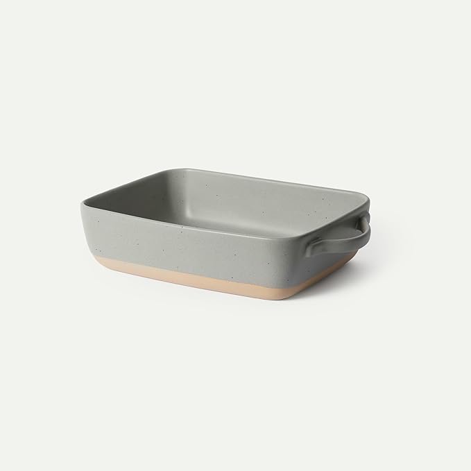 Mora Ceramic Baking Dish with Handles For Casserole, Lasagna, Gratin, Broiling, Roasting, and Baking. Large 9x13 in Pan, Extra Deep - Porcelain Serving Bakeware from Oven to Table. Freezer Safe - Peppercorn