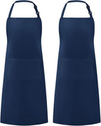Syntus Apron for Men Women, Adjustable Cooking Kitchen Chef Aprons with 2 Pockets, Cotton/Polycotton/Polyester