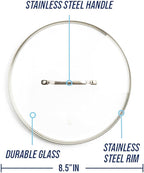 Blue Diamond 8.5” Universal Tempered Glass Lid, Frying Pan Skillet, Sauté, Saucepan, Stockpot, Oven Safe to 350°F, Dishwasher Safe, Stainless Steel Handle, Clear