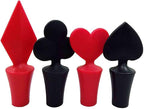 4 PCS Poker Card Silicone Bottle Stoppers Bar Wine Tools Wine Beverage Bottle Stoppers for Travel Theme Baby Shower Bridal Shower Party Supplies Engagement Wedding Gift