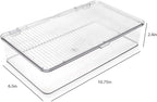 Isaac Jacobs Small Stackable Organizer Bin (10.75” x 6.5” x 2.4”) w Hinged Lid Clear Storage Box Home Office School Fridge Bathroom Kitchen Pantry Container BPAFree Food Safe (Small Clear)