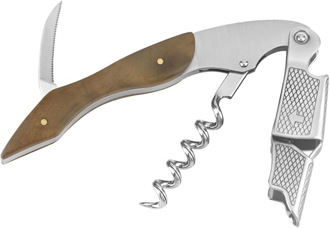 ELEGANTZ Wine Bottle Opener Set – Premium Corkscrew with Foil Cutter & Beer Bottle Opener – Ergonomic Wooden Handle for Smooth Cork Removal – Sommelier Accessories Gift for Wine Lovers