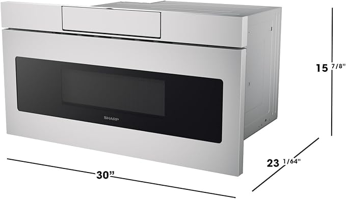 SHARP SMD3070ASY Microwave Drawer Oven, 30-inch, 1.2 Cubic Feet, 950 Watt, Concealed Angled Touch Control Panel with Digital LCD Display, Stainless Steel