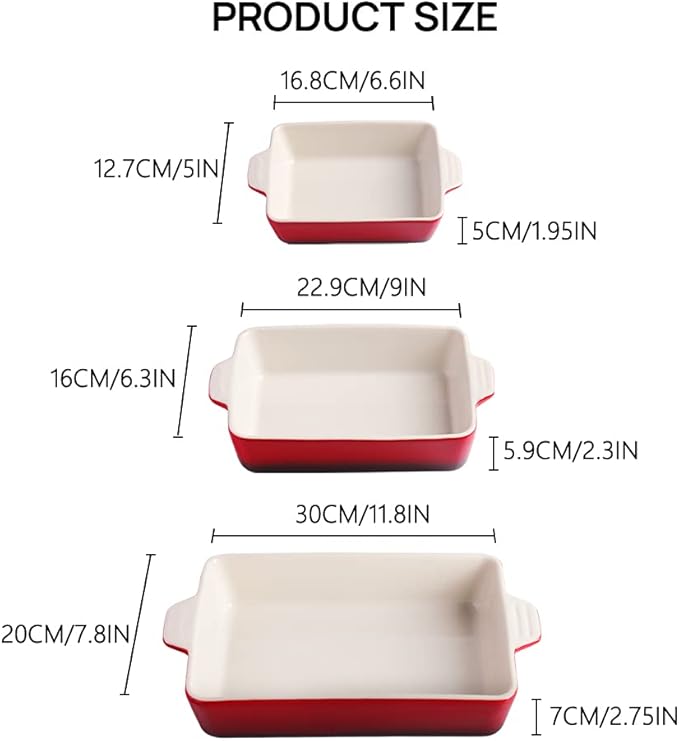 Sweejar Ceramic Bakeware Set, Rectangular Baking Dish for Oven Lasagna Pans for Cooking, Kitchen, Cake Dinner, Banquet and Daily Use, 11.8 x 7.8 x 2.76 Inches of Casserole Dishes (Gradient Blue)