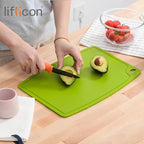 Liflicon Thick Silicone Cutting Boards for Kitchen Silicone Chopping Boards/Mats Set of 2 Extra Large14.6''x10.43'', Mini 9.1”x7.1” Non-slip Deep Drip Juice Groove, Dishwasher Safe-Green