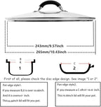 10.25 Inch Tempered Glass Lid for Lodge 10.25" Cast Iron Skillets & 5QT Dutch Ovens -Stainless Steel Handle and Rim (10.25 INCH LID)
