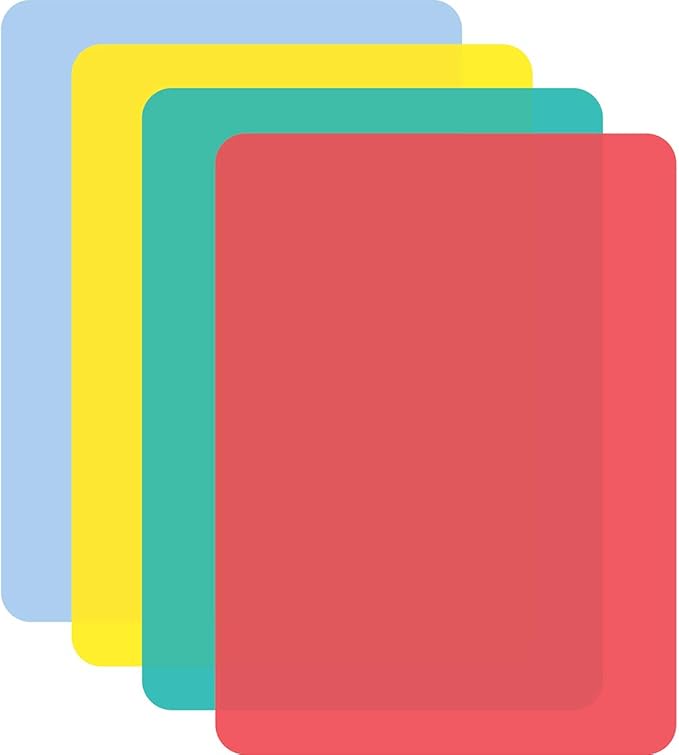 Cut N' Funnel Multi-Color Flexible Plastic Cutting Board Mats 4 Pack Made in the USA Colored Coded, BPA Free, 11.5” x 15”