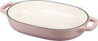 Enameled Cast Iron Oval Dutch Oven Pot with Lid, Dutch Oven for Sourdough Bread Baking, Oval Bread Pan, 7qt, Pink