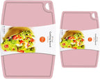 Liflicon Thick Silicone Cutting Boards for Kitchen Silicone Chopping Boards/Mats Set of 2 Extra Large14.6''x10.43'', Mini 9.1”x7.1” Non-slip Deep Drip Juice Groove, Dishwasher Safe-Soft Pink