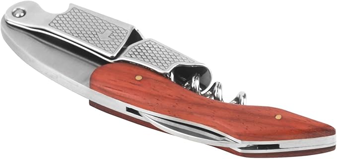 ELEGANTZ Wine Bottle Opener Set – Premium Corkscrew with Foil Cutter & Beer Bottle Opener – Ergonomic Wooden Handle for Smooth Cork Removal – Sommelier Accessories Gift for Wine Lovers