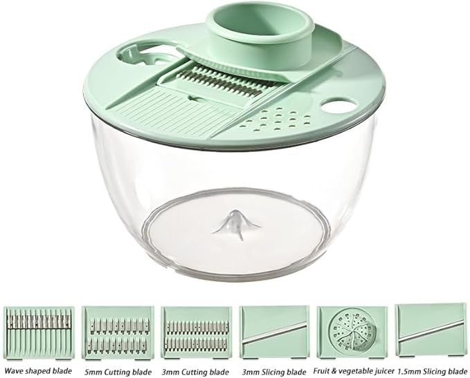 6 In 1 Salad Spinner, Large Salad Spinner with Vegetable Chopper, Multi-Use Lettuce Spinner, Fruit Washer, Wash, Spin and dry Salad Greens, Fruits & Vegetables, Kitchen Tools, Drain,5 Quart
