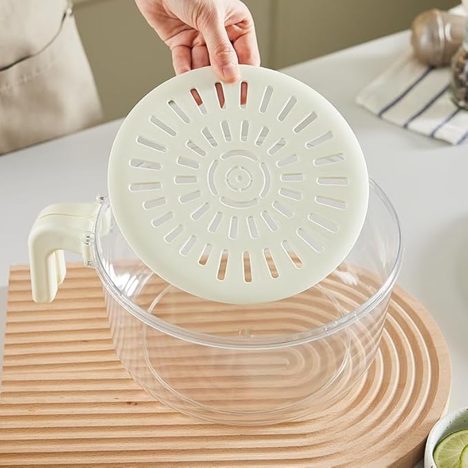 Fruit and Salad Washing Bowl with Strainer,Colander for Kitchen,Multi-Functional Vegetable and Food Drainer with Lid And Handle,Portable Fruit and Salad Containers for Fridge,BPA Free