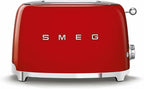 SMEG 2 Slice Toaster with 6 Presets and Defrost Function and Removable Crumb Tray TSF01RDUS, RED