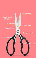AWinjoy Heavy Duty Sharp Kitchen Scissors, Dishwasher Safe, Cooking Shears for Meat, Chicken, Fish, Poultry, Herb, Bread (Black)