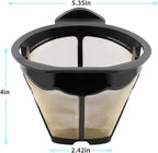 Replacement Parts 2pcs Cone Reusable Coffee Permanent Filters, Compatible with Ninja Coffee Maker CM305, CP301, CP307C,CM401