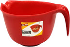 Glad Mixing Bowl with Handle – 3 Quart | Heavy Duty Plastic with Pour Spout and Non-Slip Base | Dishwasher Safe Kitchen Supplies for Cooking and Baking, Red (Pack of 6)