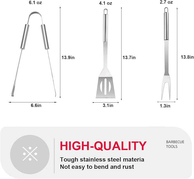 BBQ Grill BBQ Accessories, Stainless Steel Grill Tools Grilling Accessories Grill Set Barbecue Grill Accessories for Outdoor Grill, BBQ Tools Grill Utensils Grilling Tools