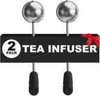 2pack Tea Ball, tea infuser for loose leaf tea, tea strainers for loose tea, stainless steel tea strainer, loose leaf tea steeper, easy clean, tea fine mesh strainer reusable-A (Black)