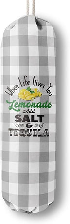 Grocery Bags Holder Organizer for Shopping Bags，Wall Mount Plastic Bags Storage Container Dispensers，Lemons Add Sal, Gift for Women Mother Grandmother Friend