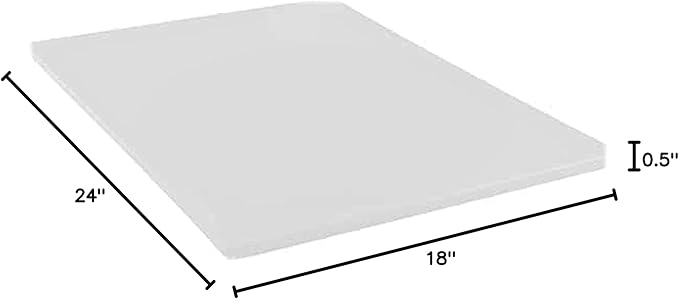 TrueCraftware- 24" X 18" X 1/2” Cutting Board for Kitchen White Color Plastic- Commercial Plastic Chopping Board Anti Slip Surface Chopping Food Cutting Mat for Meat Vegetables Dishwasher Safe