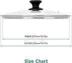 10.25 In Glass Lid for Frying Pan, Tempered Replacement Cover for All 10.25 inches Cookware for Skillets, Round Cast Iron, Cast Aluminium, Stainless Steel Pans &Pots