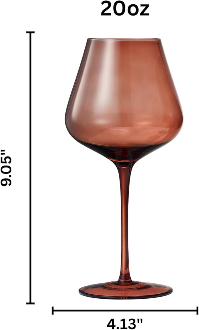 Venus Wine Glass Sets, 20oz Glasses Set of 6 Melanin Brown Colored for Her, Mom, Wife, Girlfriend, Mama, Special Celebrations Color Drinkware Unique Style Tall Stemmed Amber Colors Bronze Glassware
