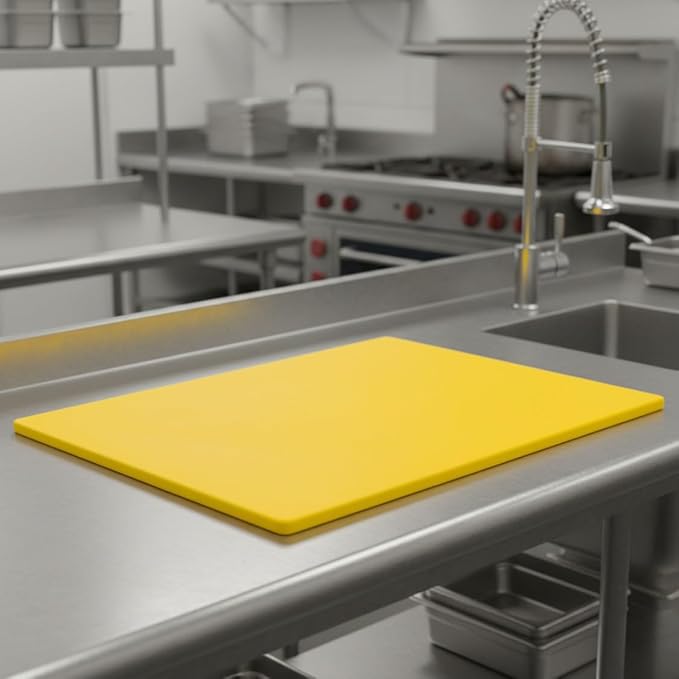 TrueCraftware- 20" X 15" X 1/2” Cutting Board for Kitchen Yellow Color Plastic- Durable Color Coded Kitchen Cutting Board Chopping Board Non Slip Cutting Mat for Meat Vegetables Dishwasher Safe