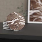 UMIRRO Ceramic Coasters for Wooden Table, Absorbent Drink Coasters with Holder for Tabletop Protection, Rustic Country Farmhouse Coasters w/Brown Wood Texture for Cups & Glasses, Coffee Bar Accessory