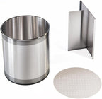 Cooler Kitchen Rotating Extra Large Stainless Steel Utensil Holder Caddy with Sturdy No-Tip Weighted Base, Removable Divider, and Gripped Insert Bottom -Dishwasher Safe Metal Cooking Utensil Holder