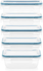 Snapware Plastic Total Solutions (5-Pack, 3 Cup) Food Storage Containers Set, Airtight & Leakproof Plastic Locking BPA-Free Lids Tupperware, Freezer Dishwasher Microwave Safe