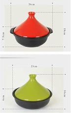 Tagine Pot Moroccan for Cooking High-Quality Ceramic Clay Tajine Pot for Even Heat Distribution Casserole with Tapered Lid(Red with handle)