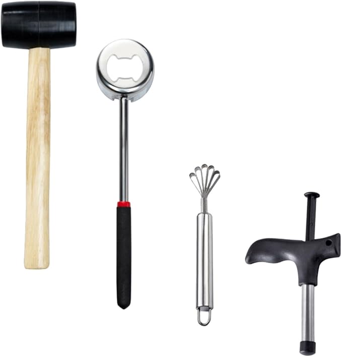 NUOBESTY Coconut Shell Opener Set 4pcs Stainless Steel Household Coconut Scraper Shredder with Drill Tool for Home Kitchen Cooking